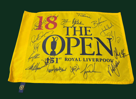 151st Open at Liverpool Golf Pin Flag Signed by 18 Champions - Tiger Woods + COA