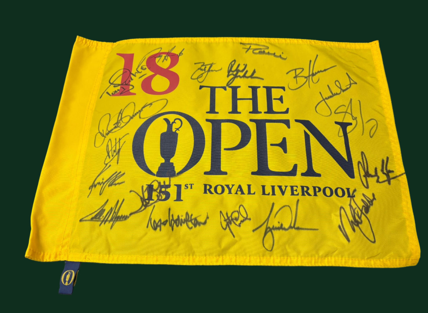 151st Open at Liverpool Golf Pin Flag Signed by 18 Champions - Tiger Woods + COA