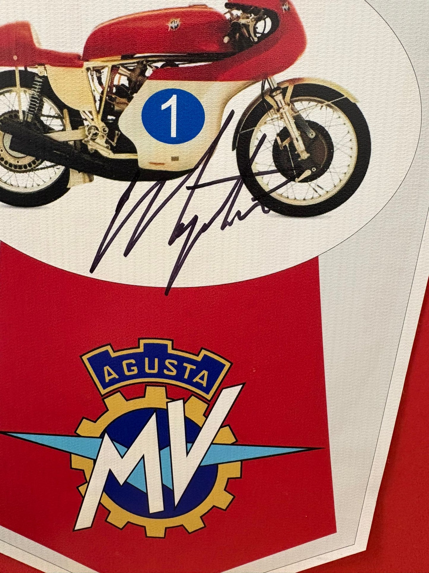 Giacomo Agostini Signed MV Augusta Multi World Champion MotoGP Pennant + Cert