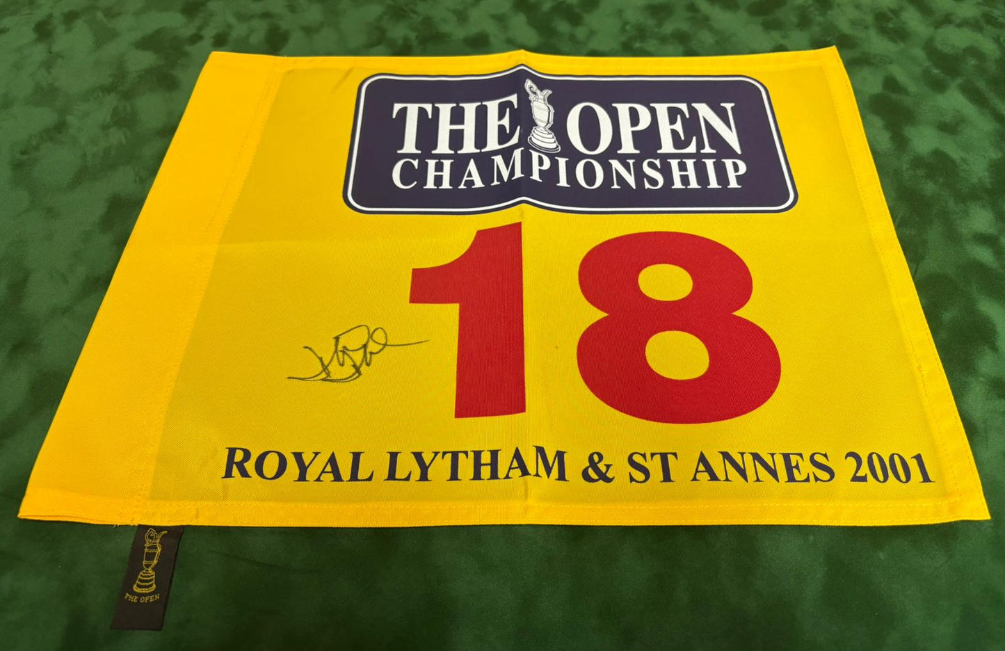 David Duval Winner Signed 2001 The Open at Royal Lytham & St Annes Golf Flag + Dealer COA