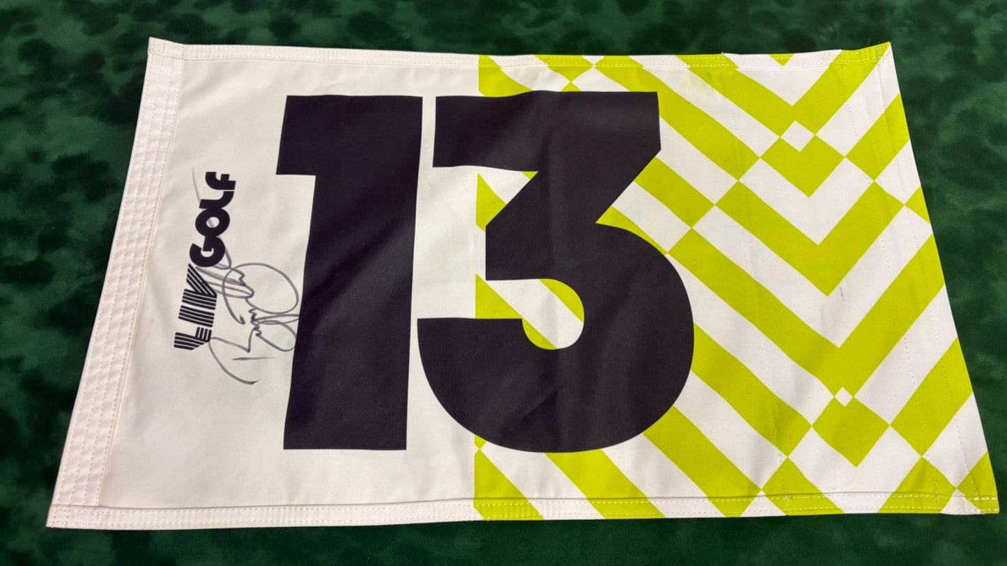 Bryson DeChambeau Winner Signed Course Used 2023 LIV Chicago 13th Hole Golf Flag + COA