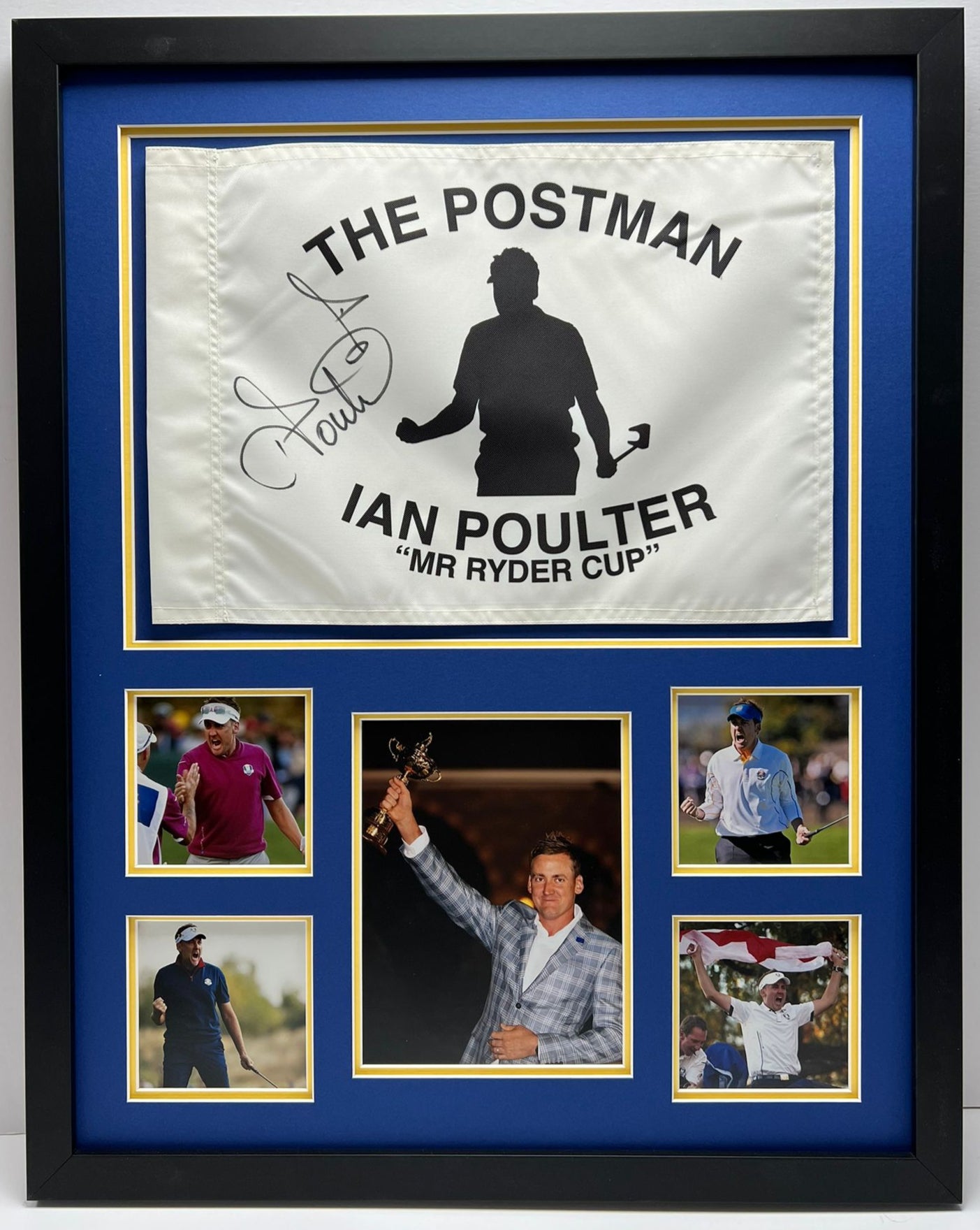 'The Postman' Ian Poulter Signed & Framed Golf Pin Flag - Ryder Cup Legend + COA