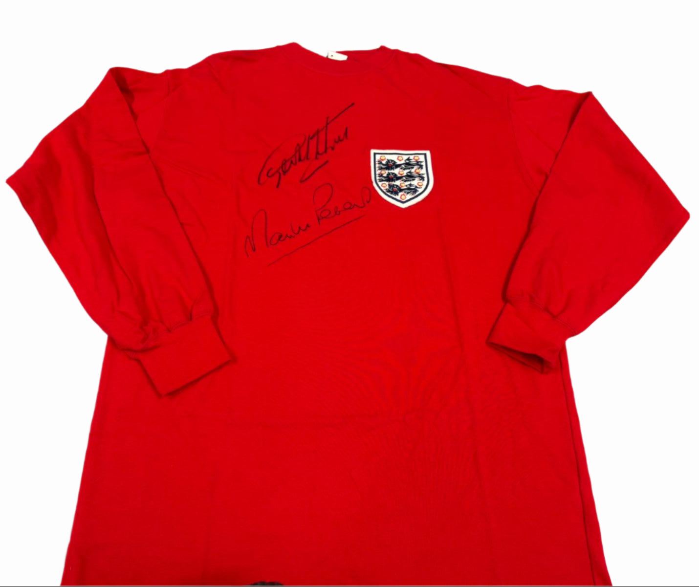 England 1966 World Cup Final Retro Football Shirt Signed by Martin Peters & Geoff Hurst + COA