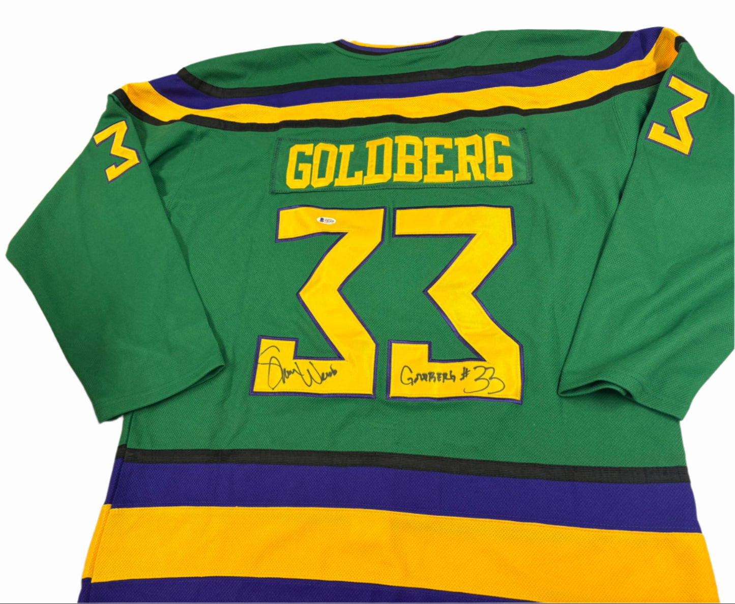 Mighty Ducks Ice Hockey Jersey Signed by Shaun Weiss as #33 Greg Goldberg + COA
