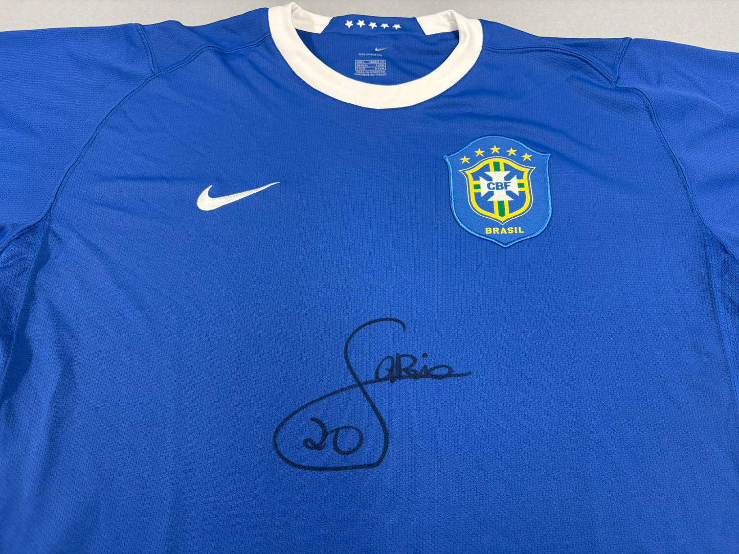 Brazilian Football Legend Fabio da Silva Signed Blue Brazil Shirt + Dealer COA