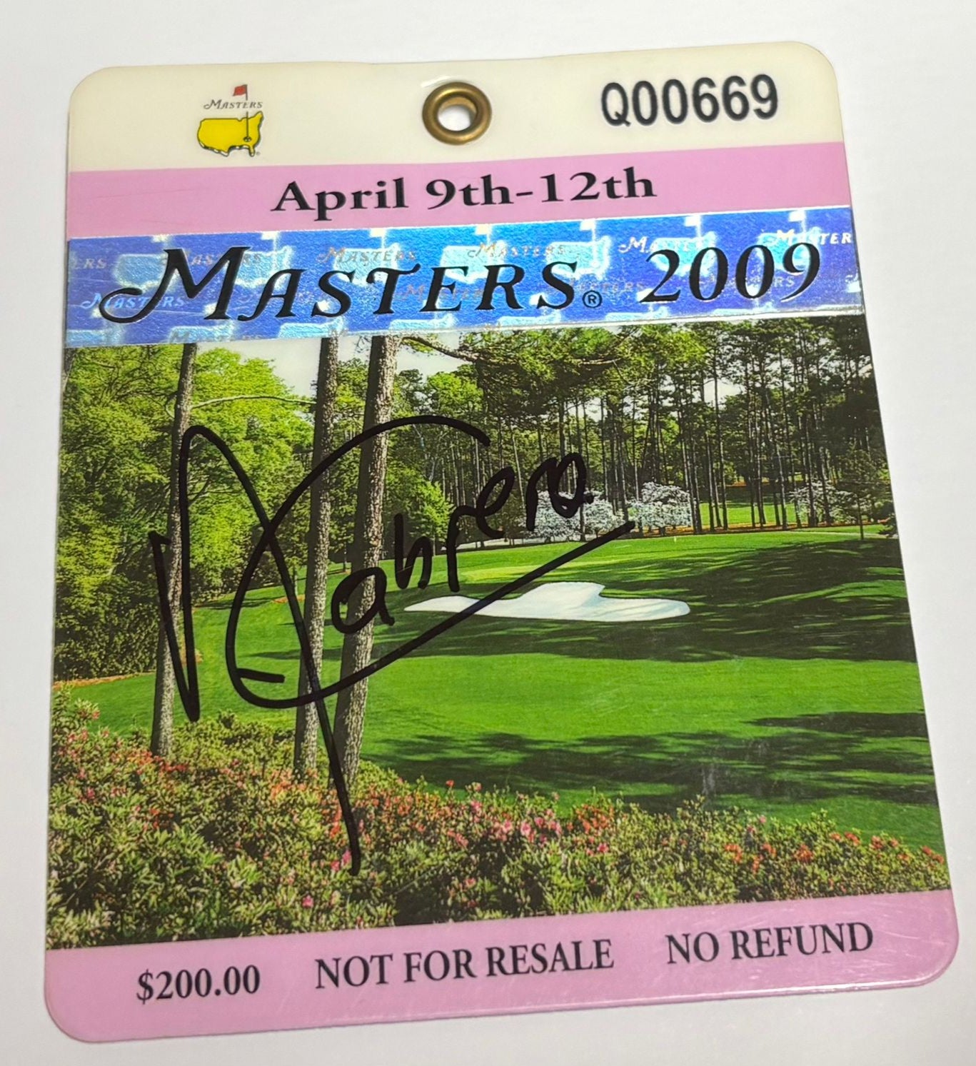 2009 Augusta Masters Ticket Signed by Winner Ángel Cabrera + Dealer COA