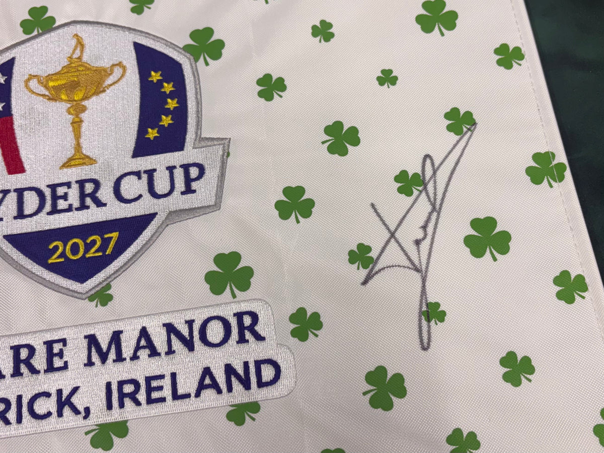 Luke Donald 2027 Team Europe Ryder Cup Captain Signed Shamrock Golf Flag + COA