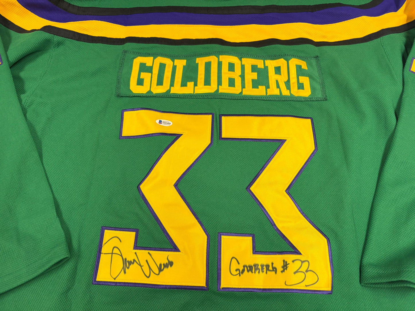 Mighty Ducks Ice Hockey Jersey Signed by Shaun Weiss as #33 Greg Goldberg + COA