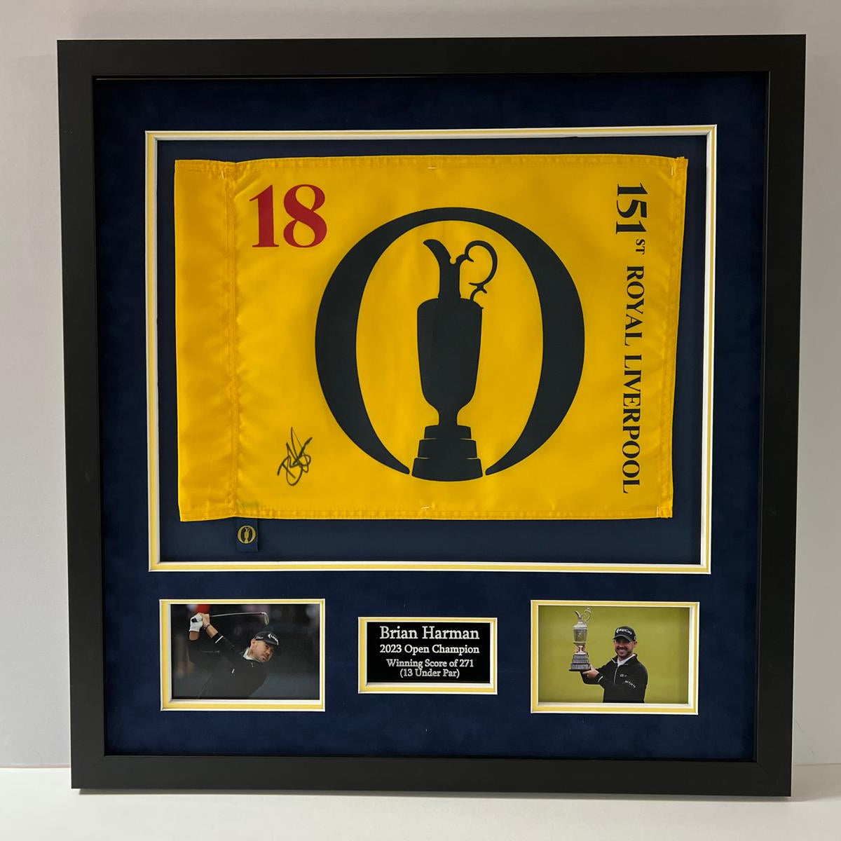 Brian Harman 151st Open @ Royal Liverpool Winner Signed Golf Flag Display + COA