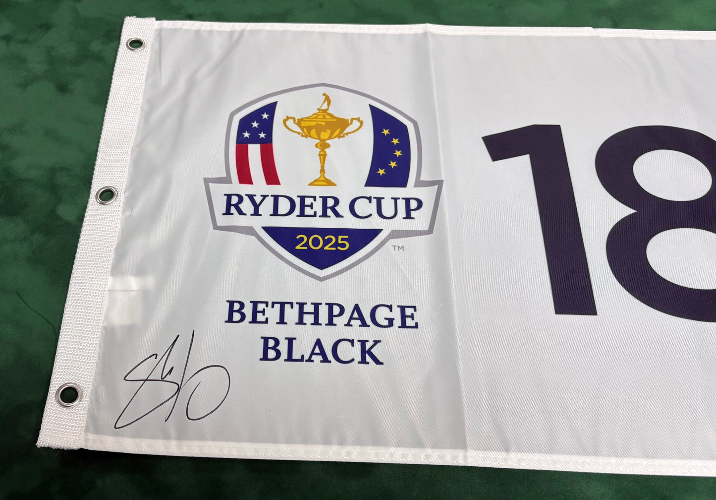 2025 Ryder Cup at Bethpage Black Golf Flag Signed by Shane Lowry + Dealer Cert