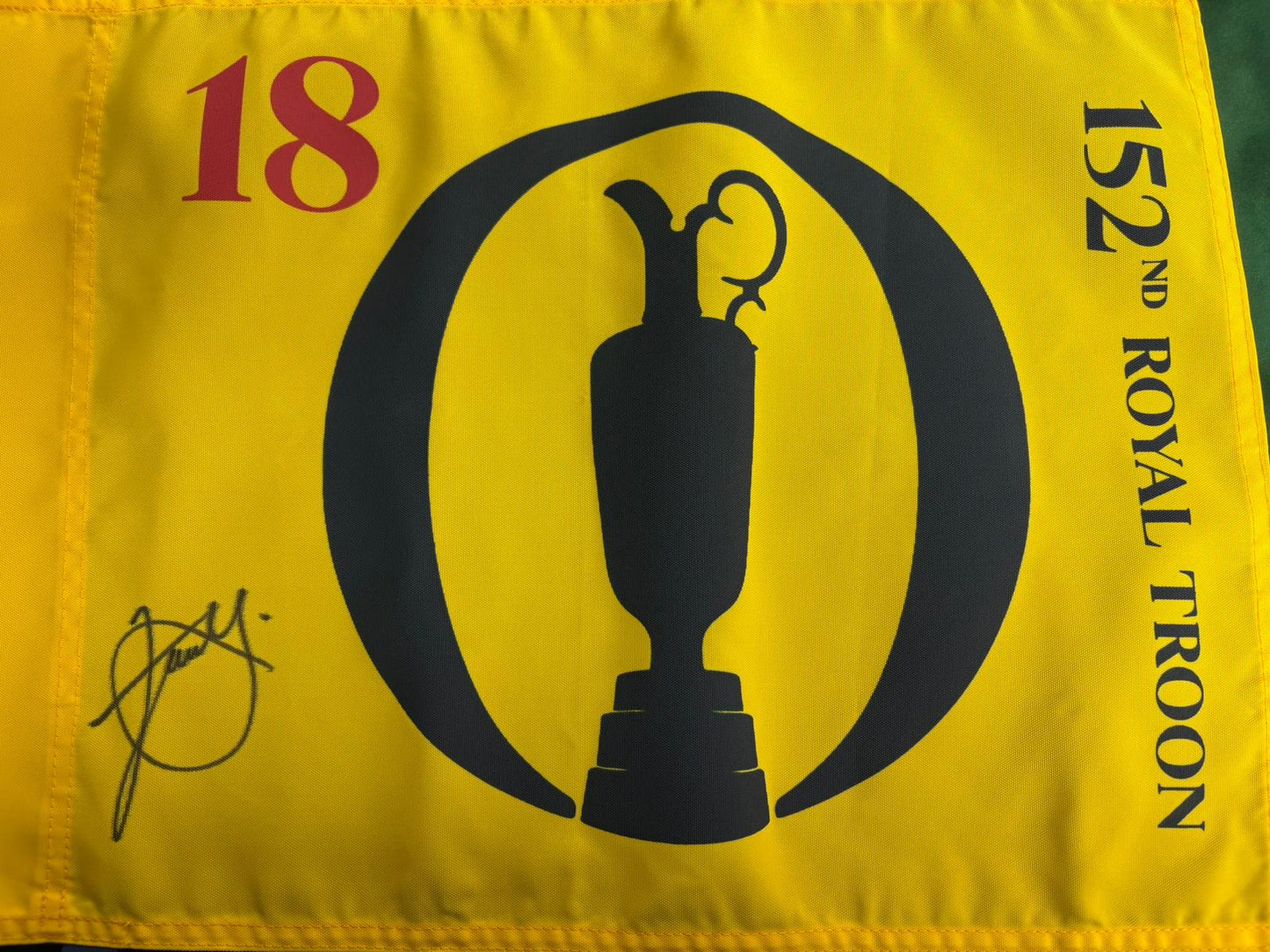 152nd Open at Royal Troon Golf Flag Signed by Winner Xander Schauffele + Dealer COA