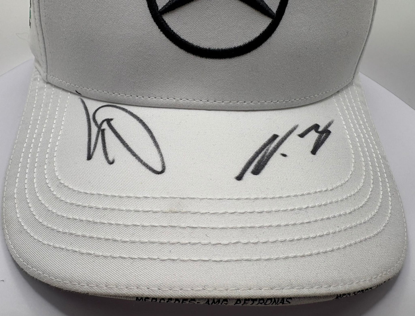 Lewis Hamilton & Valtteri Bottas Signed Mercedes AMG Petronas White F1 Cap with COA
