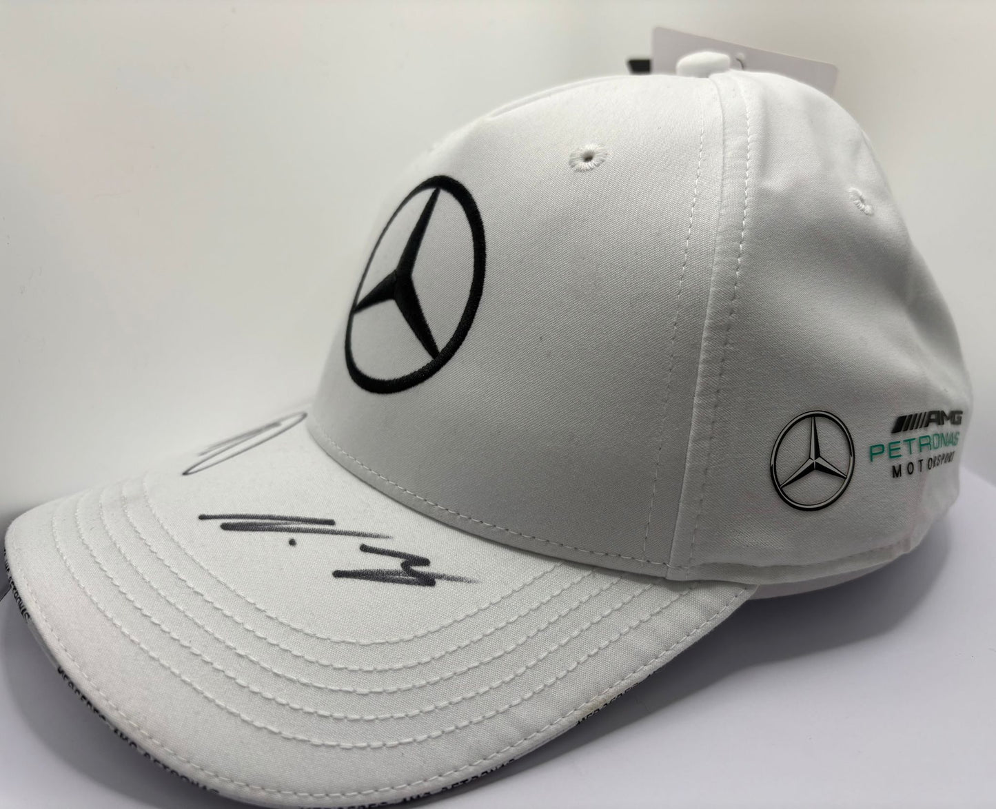 Lewis Hamilton & Valtteri Bottas Signed Mercedes AMG Petronas White F1 Cap with COA