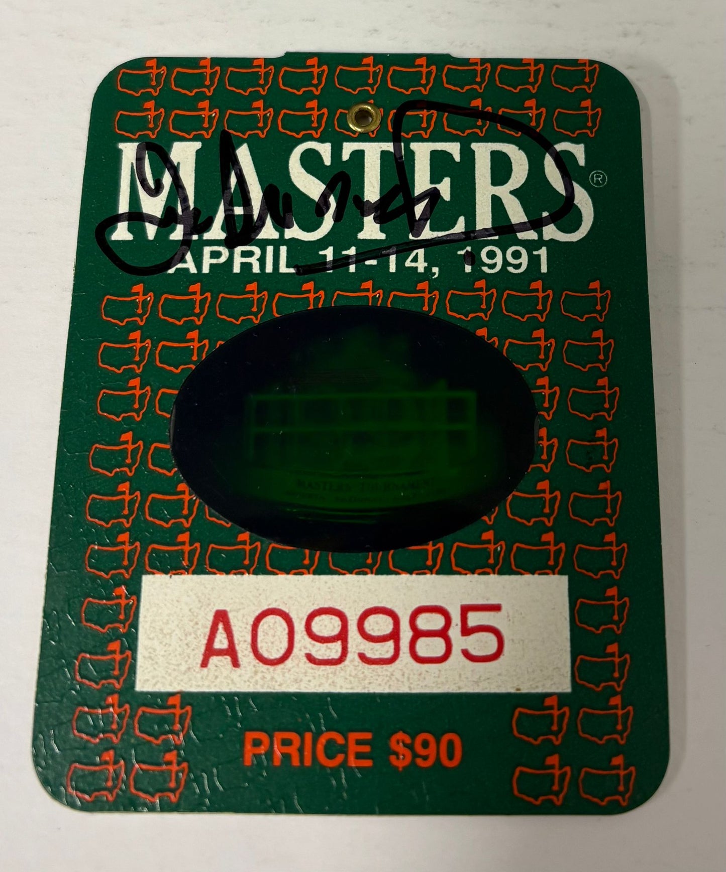 1991 Augusta Masters Ticket Signed by Winner Ian Woosnam + Dealer COA