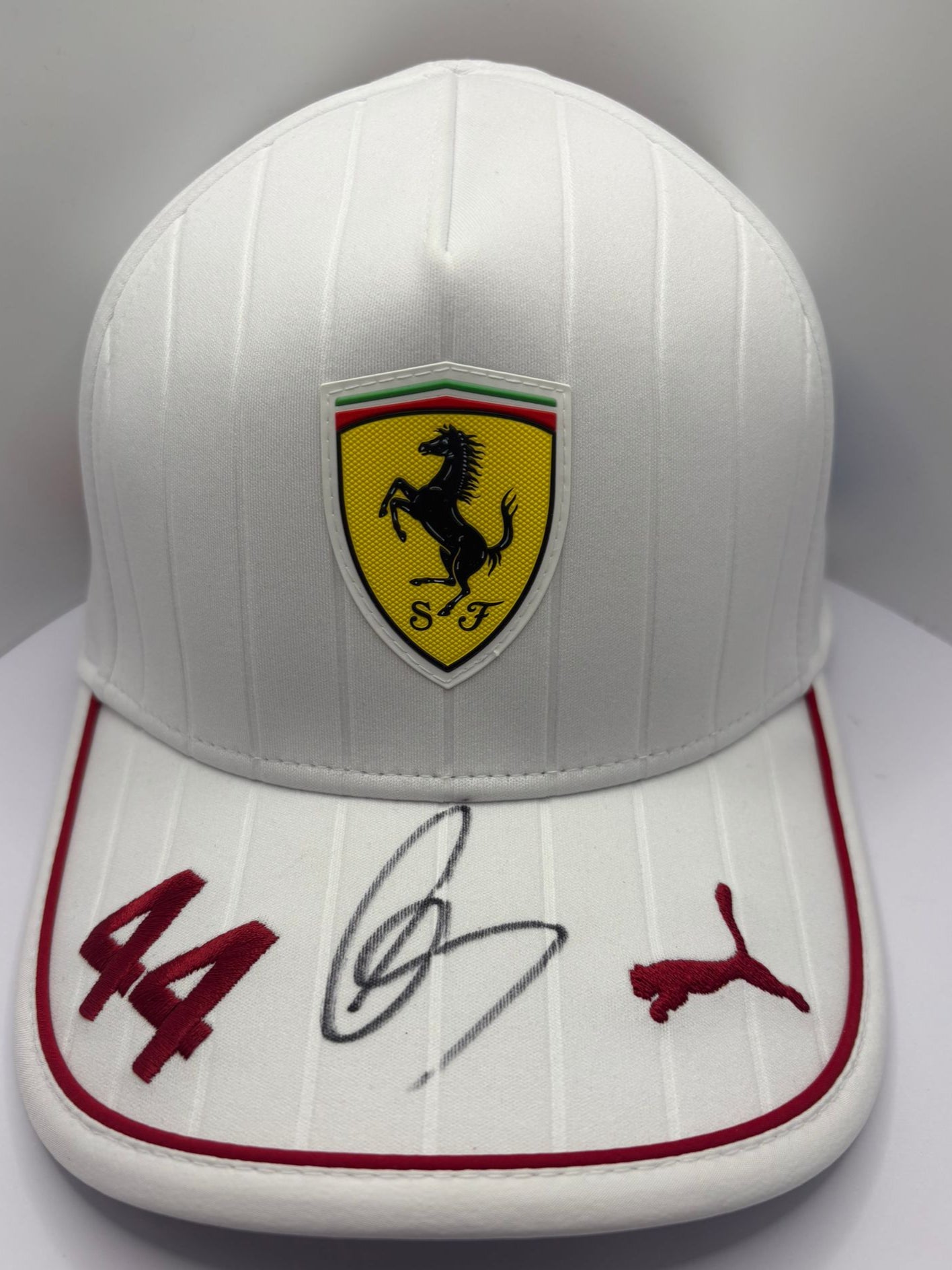 Formula One Racing Legend Sir Lewis Hamilton Signed Scuderia Ferrari F1 Cap + COA