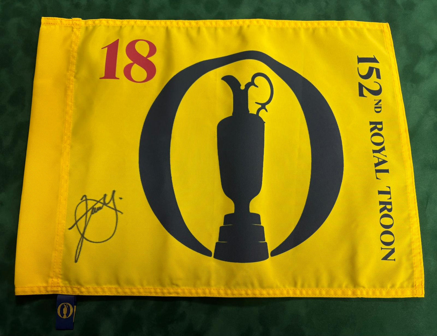 152nd Open at Royal Troon Golf Flag Signed by Winner Xander Schauffele + Dealer COA