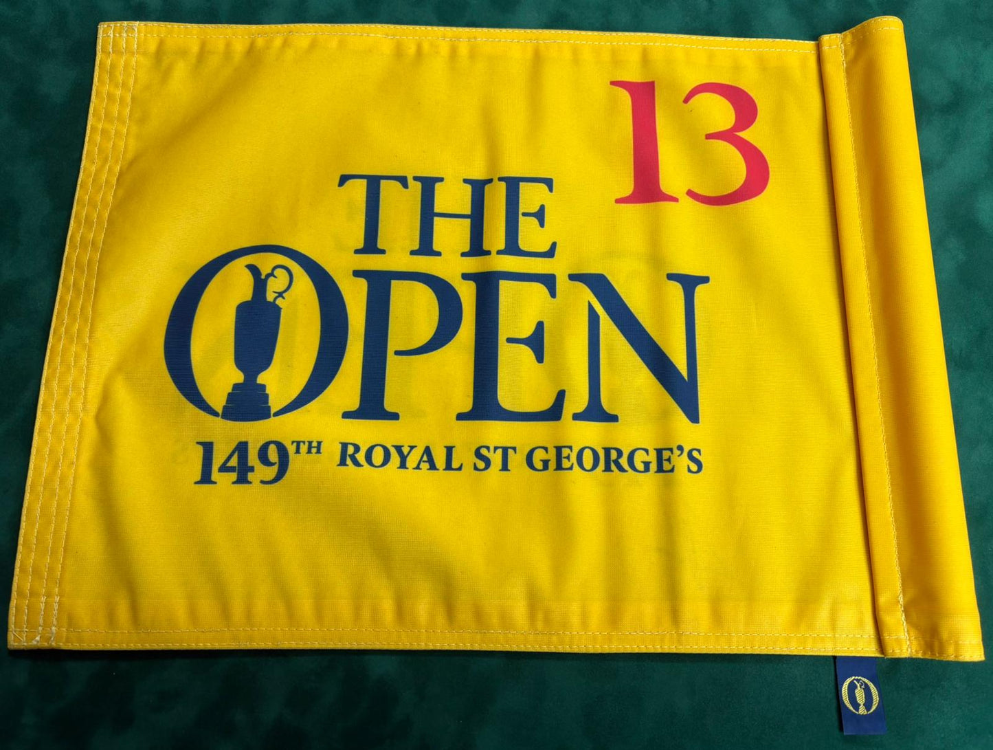 149th Open at Royal St George's 13th Hole Course Used Golf Flag Signed by Winner Collin Morikawa + COA