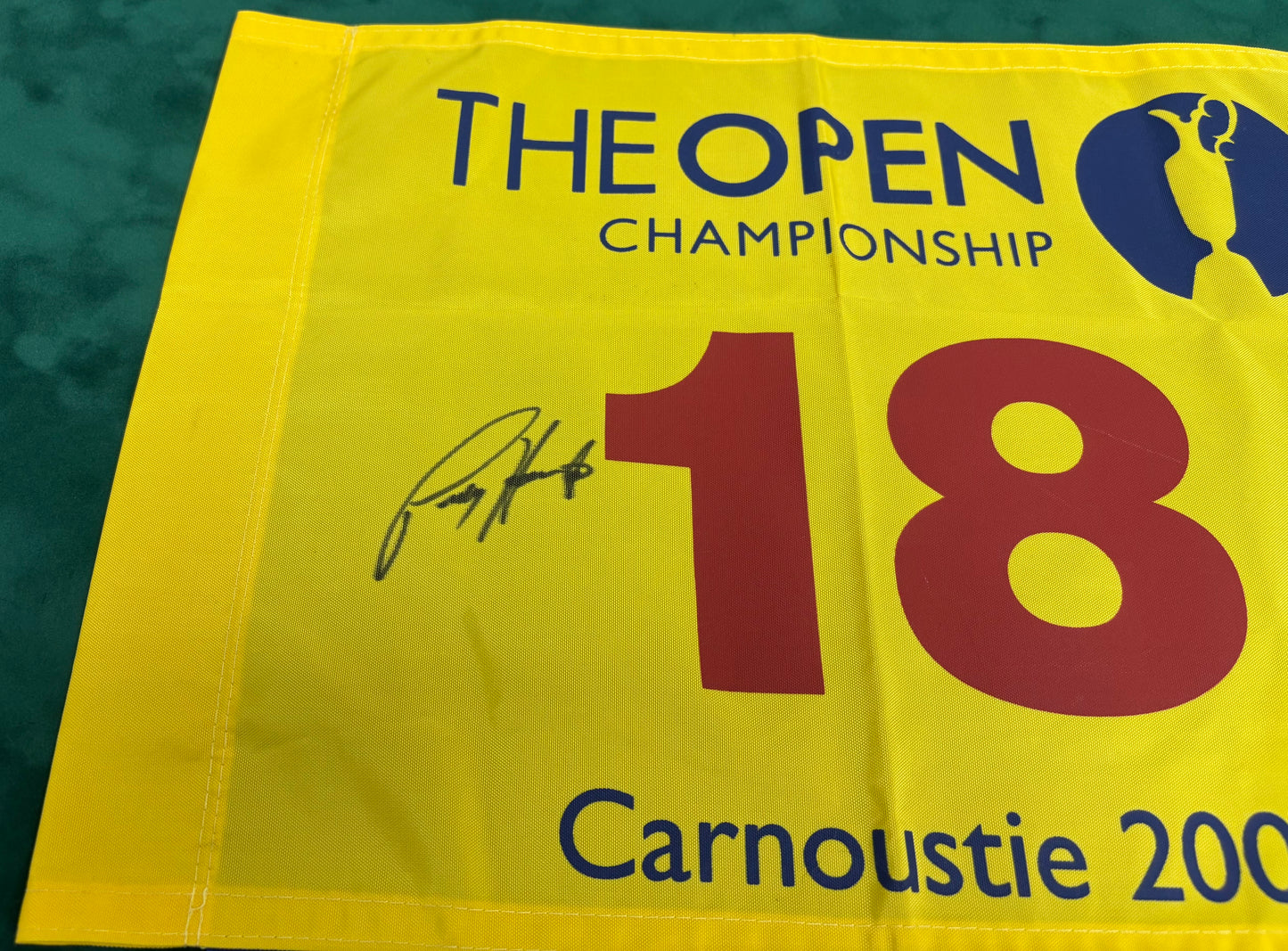 Winner Padraig Harrington Signed 2007 Open at Carnoustie Golf Flag + Dealer COA