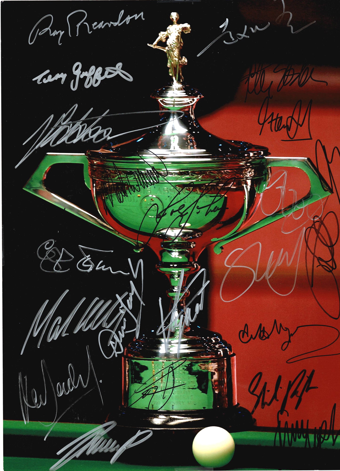 World Snooker Champions Trophy Signed Snooker Photo by 23 Champs In Person (inc Zhao) + Dealer COA