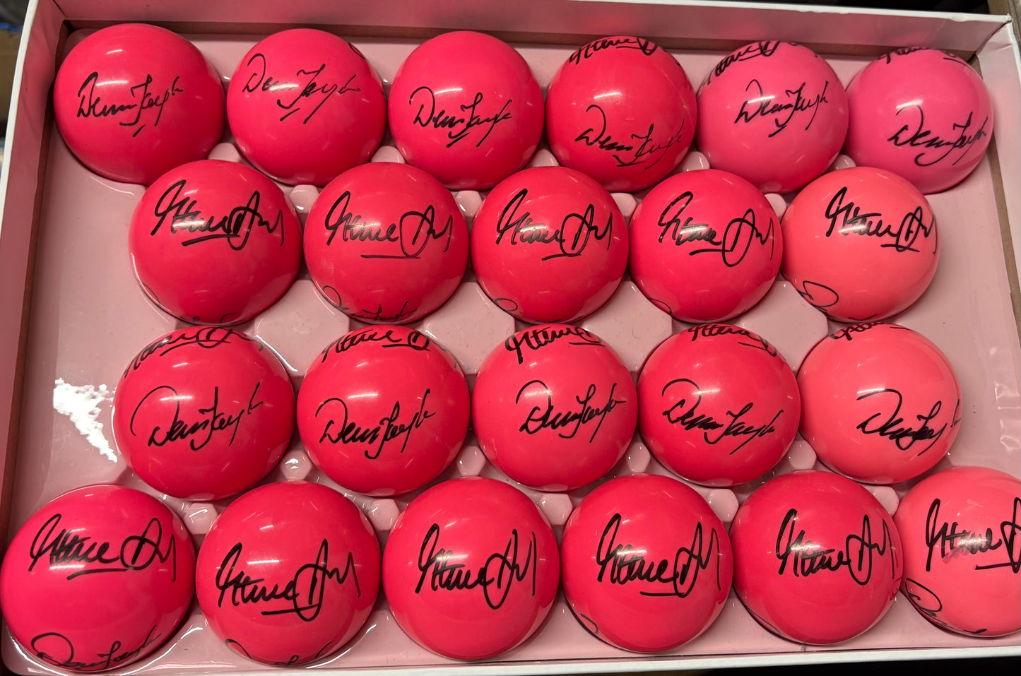 Snooker Legends Dennis Taylor & Steve Davis Signed Pink Snooker Ball + Cert