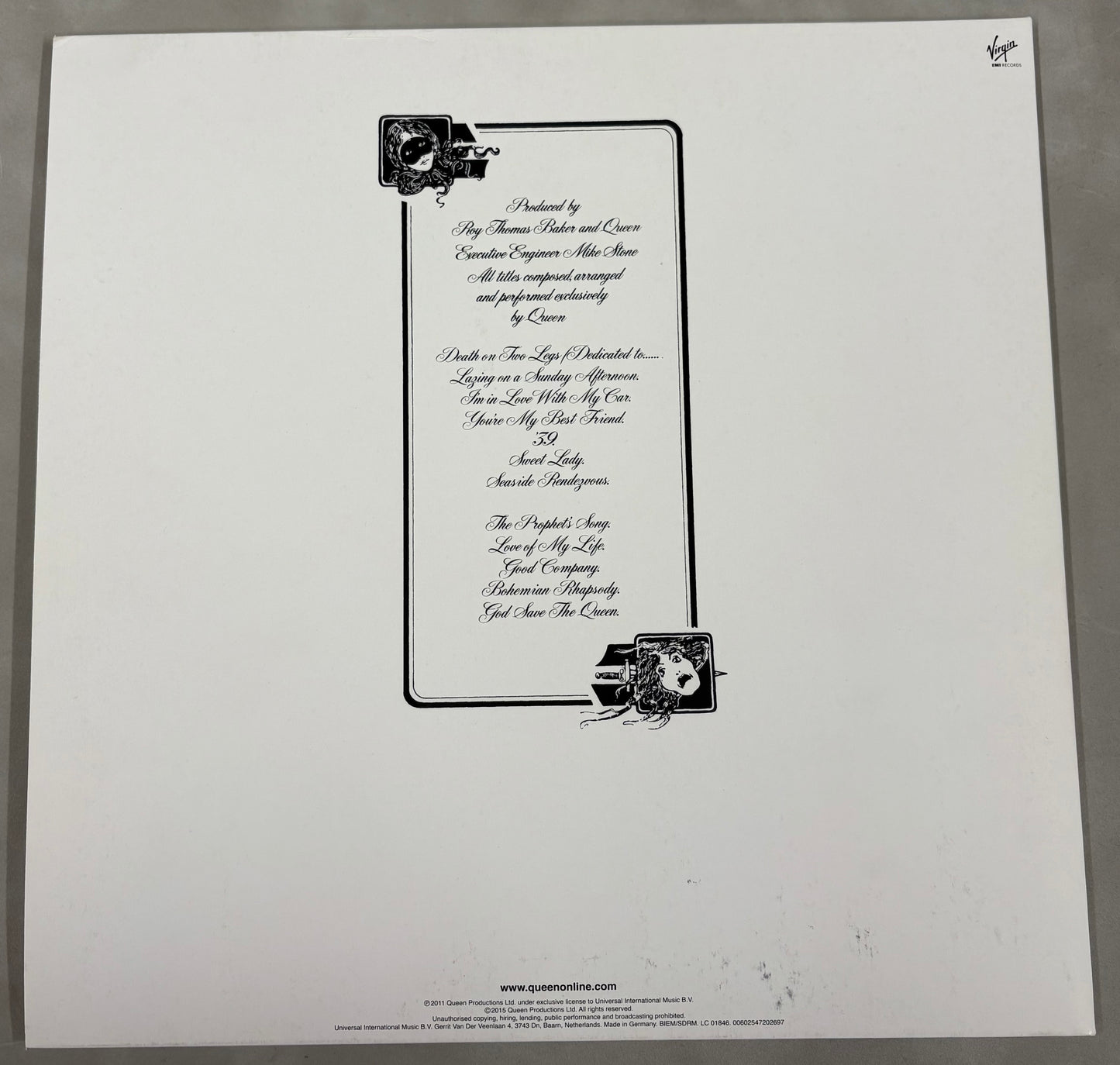 Roger Taylor 'Queen' Signed A Night At The Opera 12'' Vinyl with COA