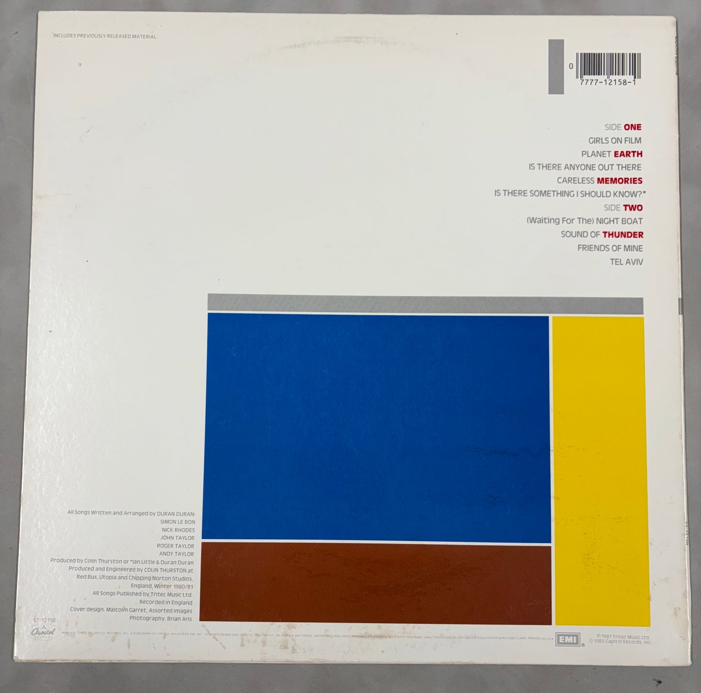 Duran Duran & Roger Taylor Signed Self-Titled 12'' Vinyl with COA