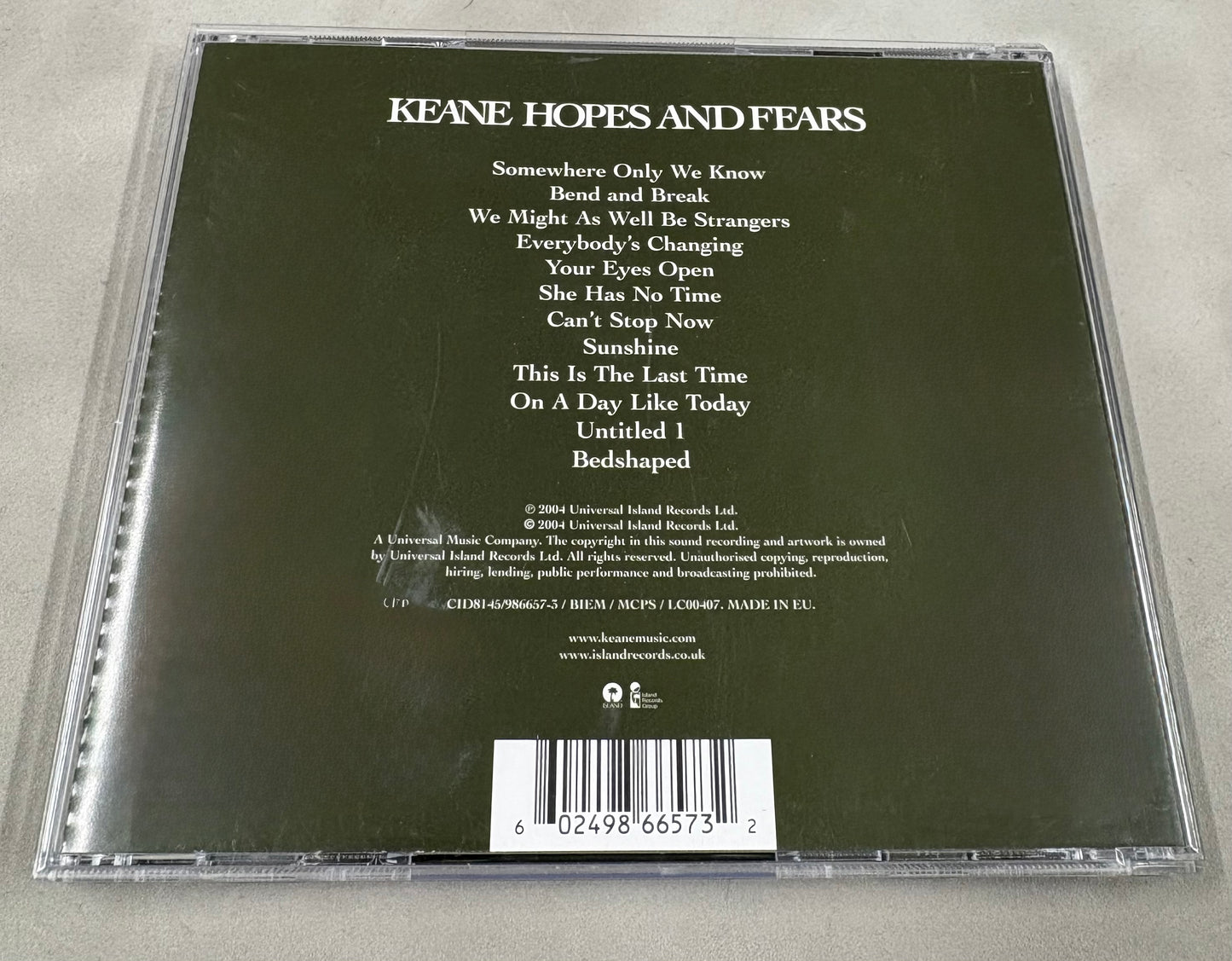 Tom Chaplin 'Keane' Signed 'Hopes and Fears' CD Cover with COA