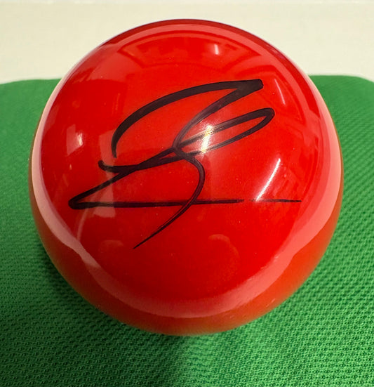 Luca Brecel Signed RED Snooker Ball + Dealer COA