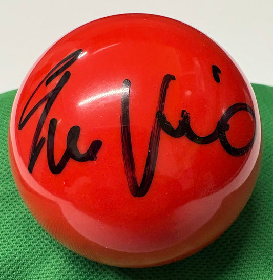 John Virgo Signed RED Snooker Ball + Dealer COA