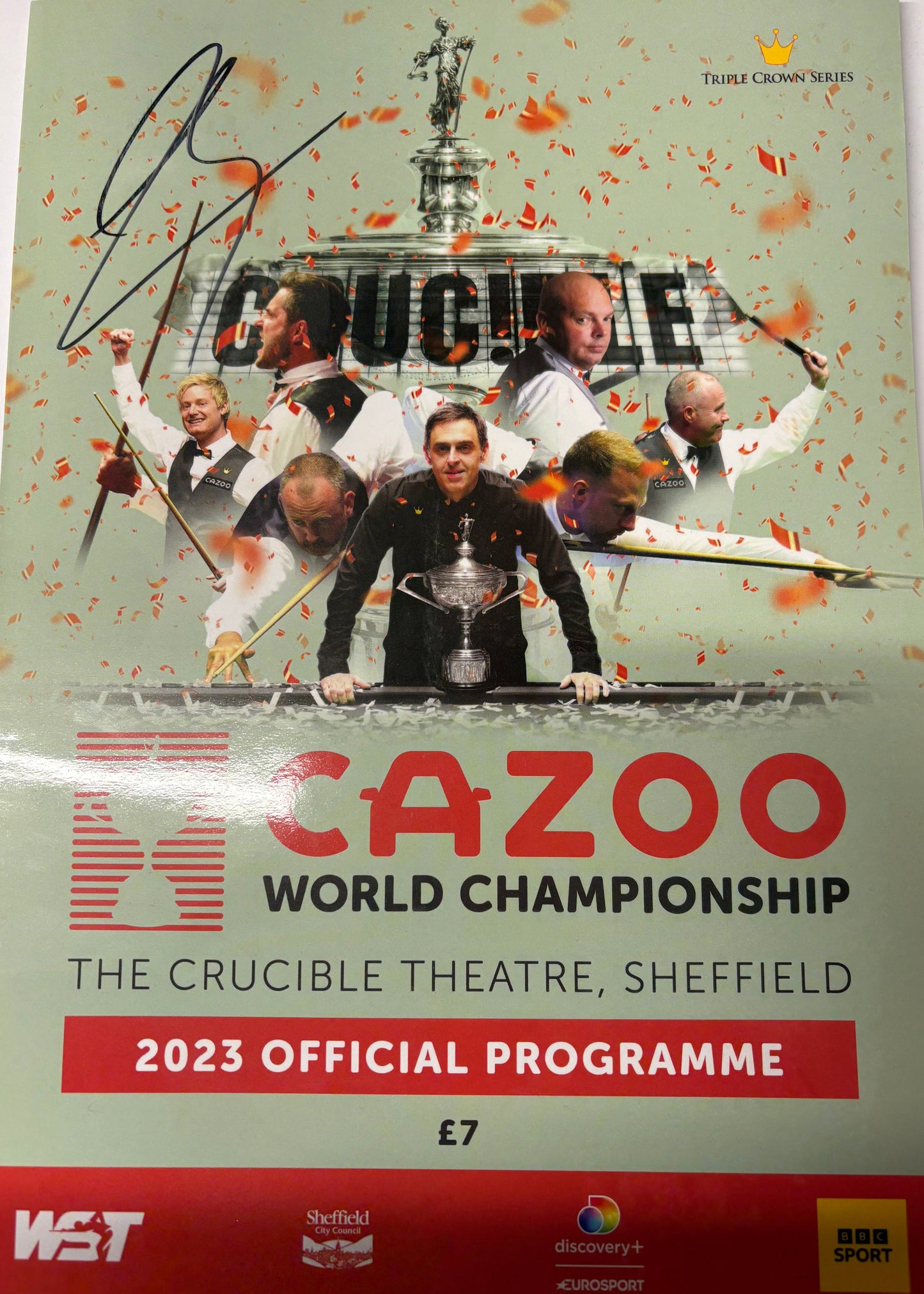 Cazoo World Snooker Championship 2023 Official Snooker Programme @ Sheffield Crucible Signed By Luca Brecel with COA.