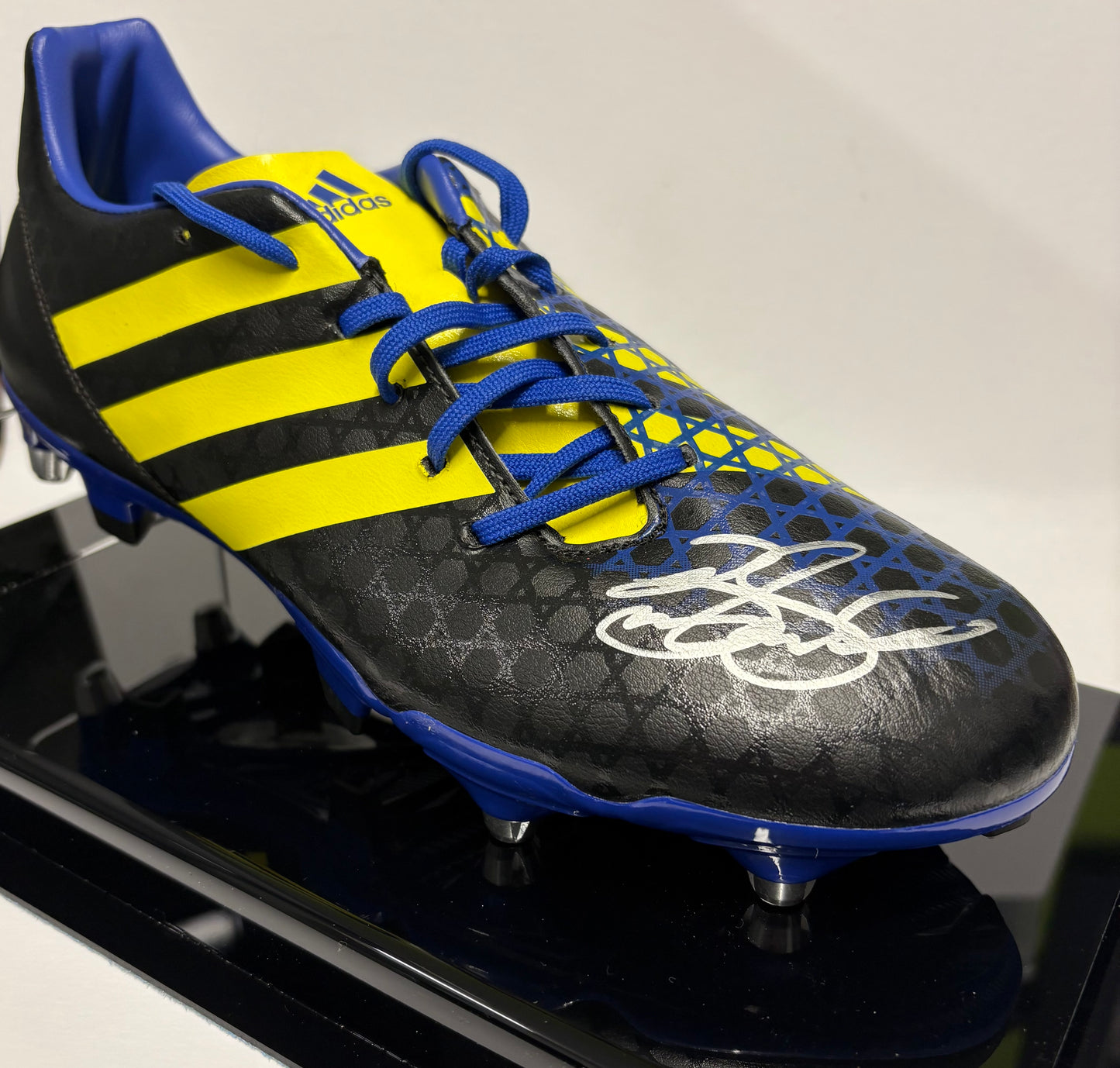 Brian O'Driscoll Signed Black & Yellow Adidas Rugby Boot In Acrylic Case with COA