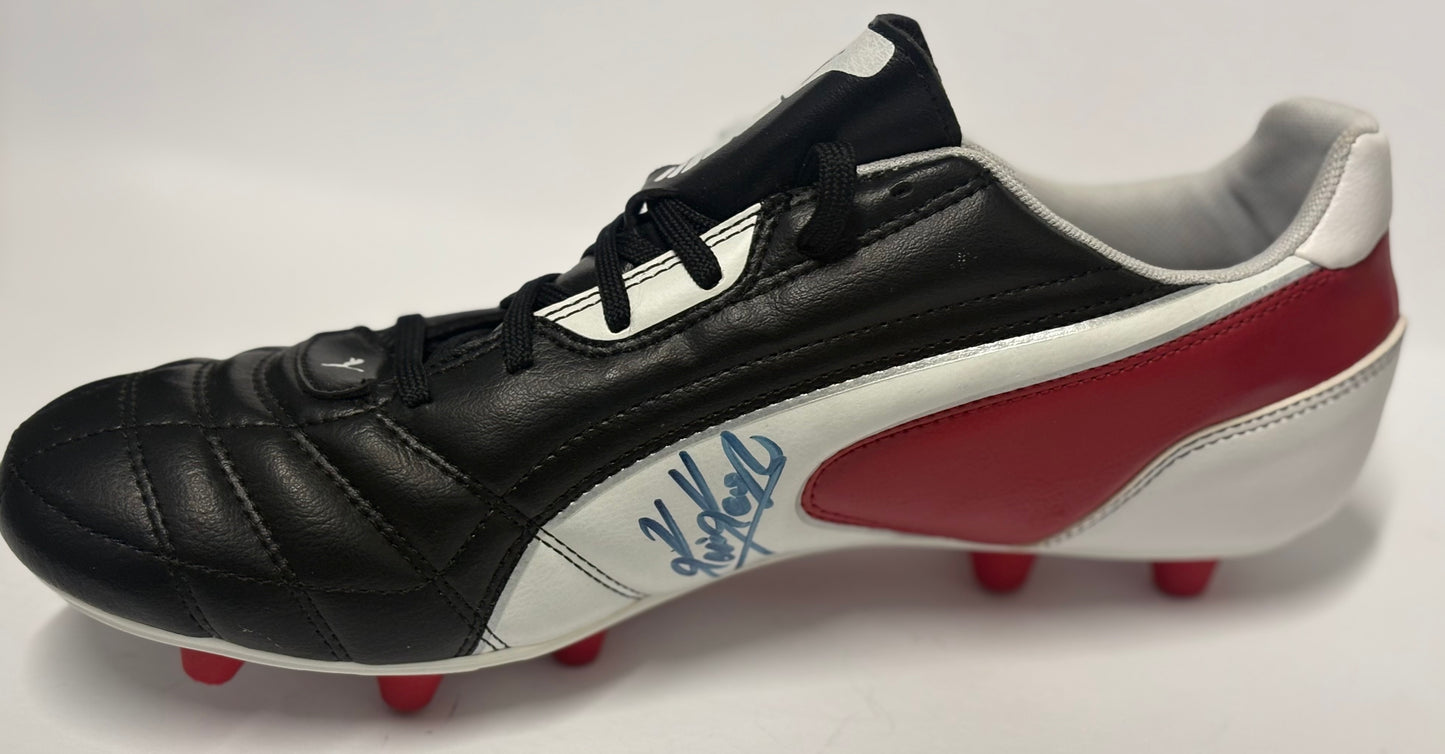 Kevin Keegan- Liverpool FC Signed Black & White Puma Football Boot with COA