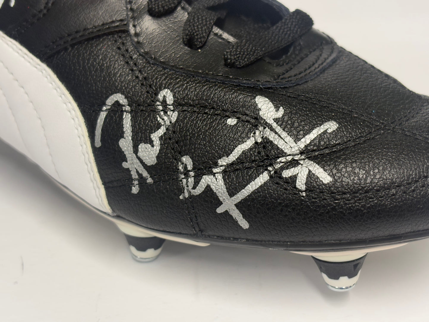 Paul Gascoigne Signed Black & White Puma Football Boot with COA