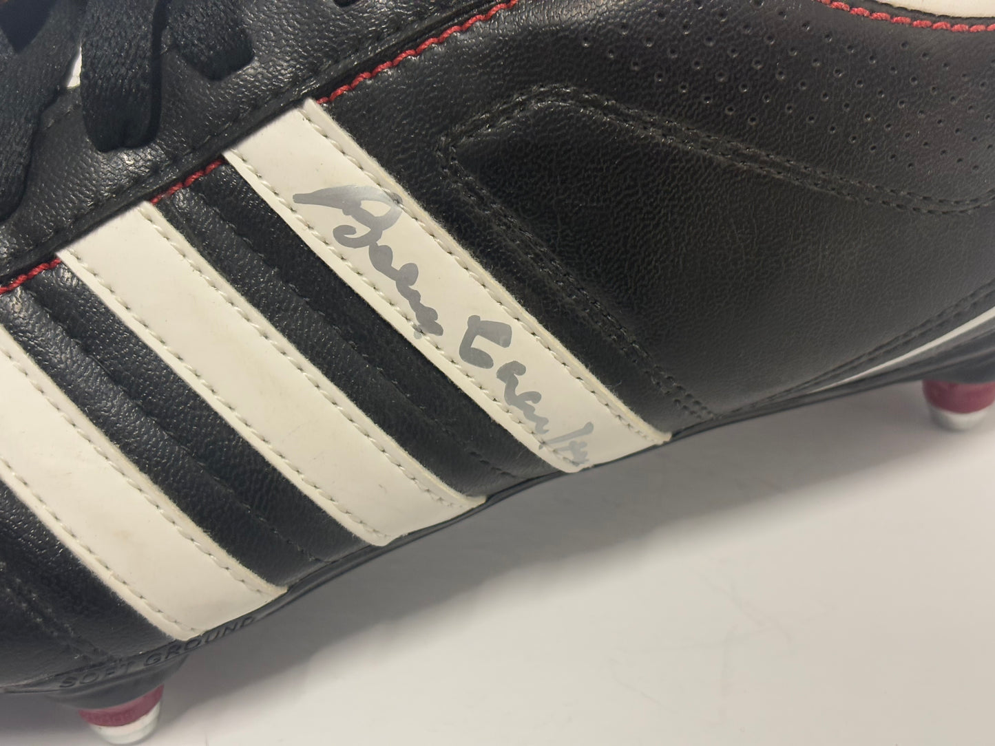 Sir Bobby Charlton- Manchester United FC Signed Black & White Adidas Football Boot with COA