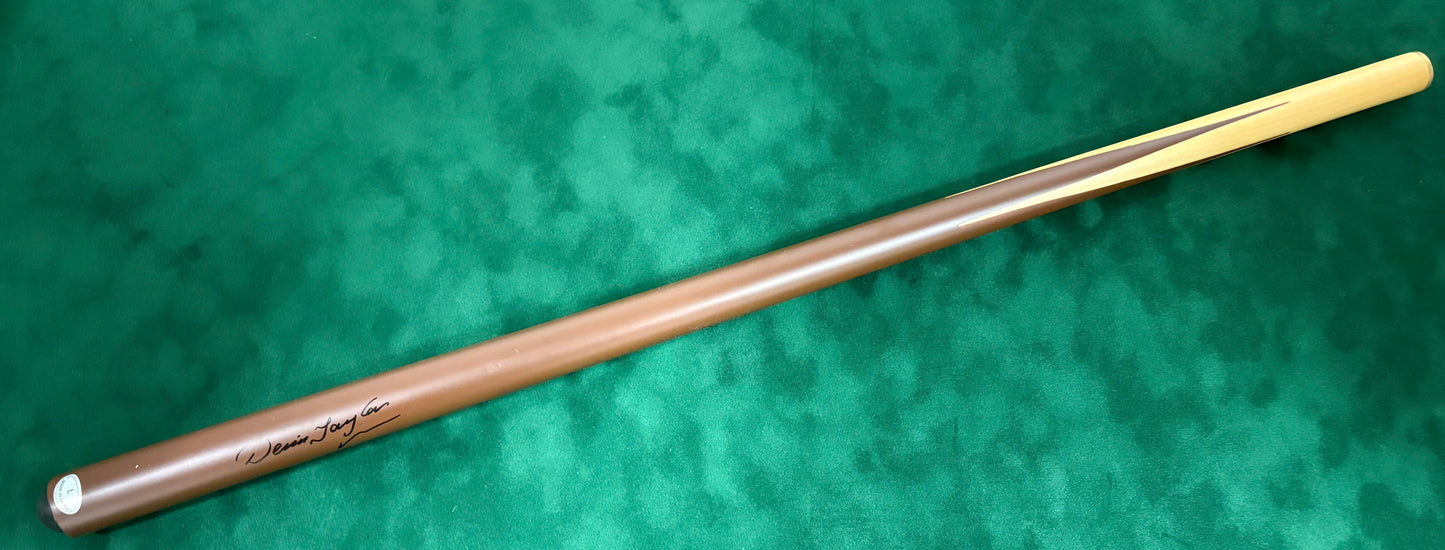 Dennis Taylor Signed Classic Brown Snooker Cue (1) with COA