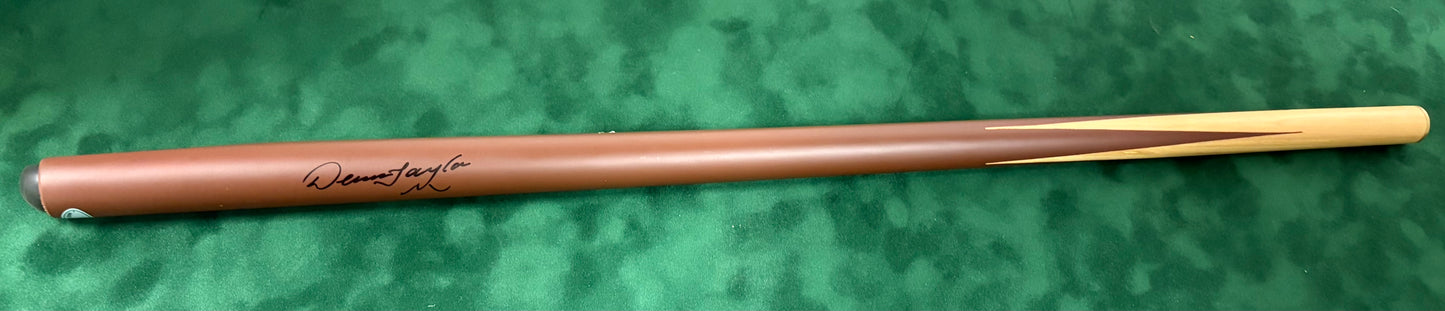 Dennis Taylor Signed Classic Brown Snooker Cue (3) with COA