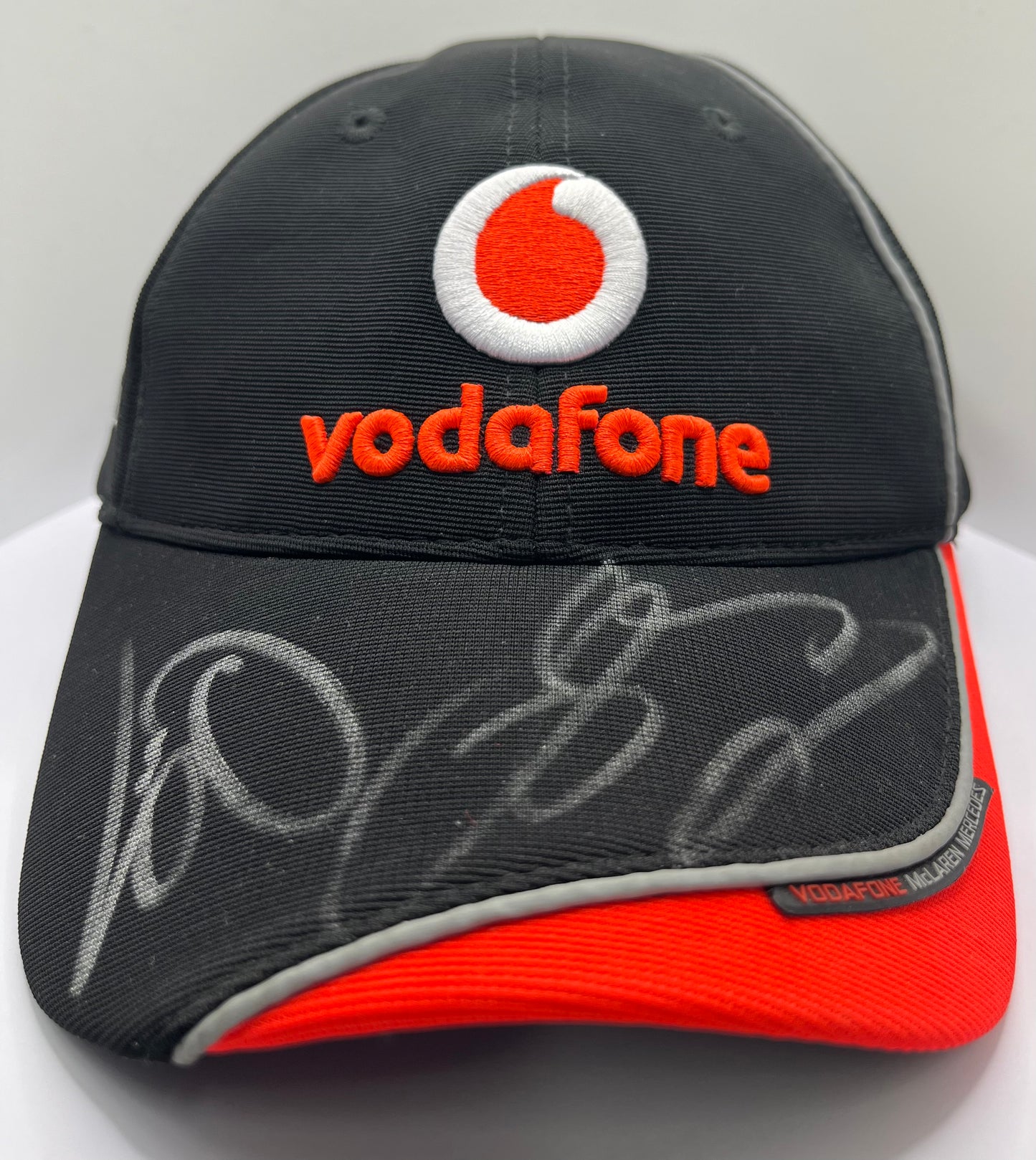 Lewis Hamilton & Jenson Button Signed Vodafone McLaren Mercedes Black & Red F1 Cap with COA