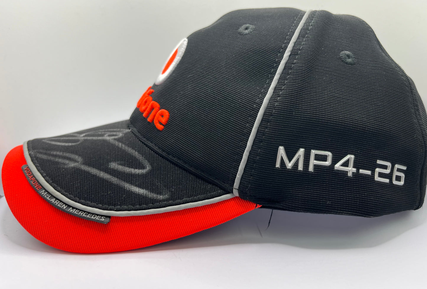 Lewis Hamilton & Jenson Button Signed Vodafone McLaren Mercedes Black & Red F1 Cap with COA