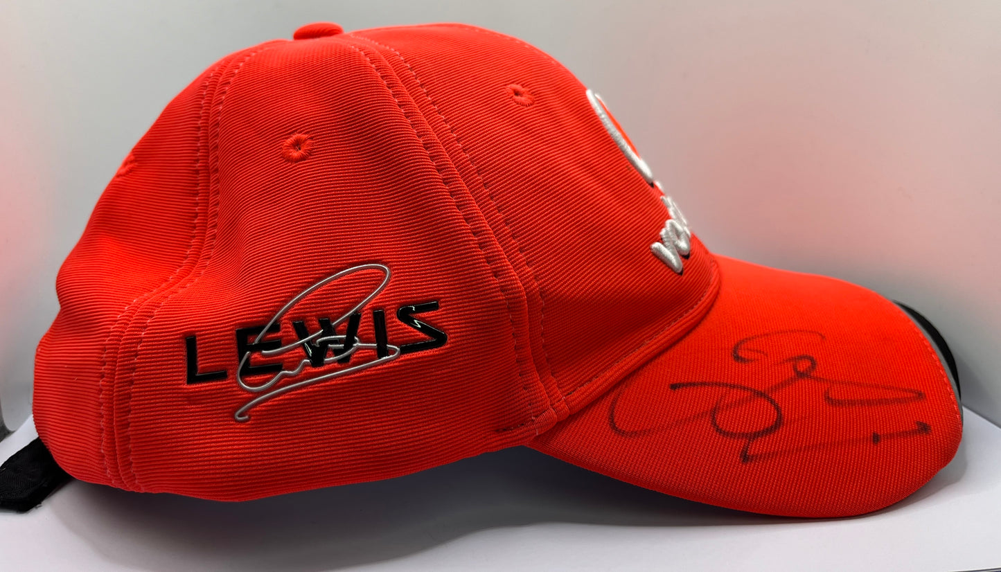 Lewis Hamilton & Jenson Button Signed Vodafone McLaren Mercedes Red & Black F1 Cap with COA