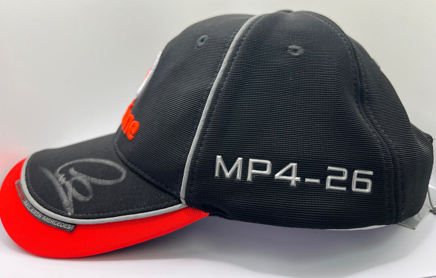 Lewis Hamilton & Jenson Button Signed Vodafone McLaren Mercedes Black & Red F1 Cap with COA