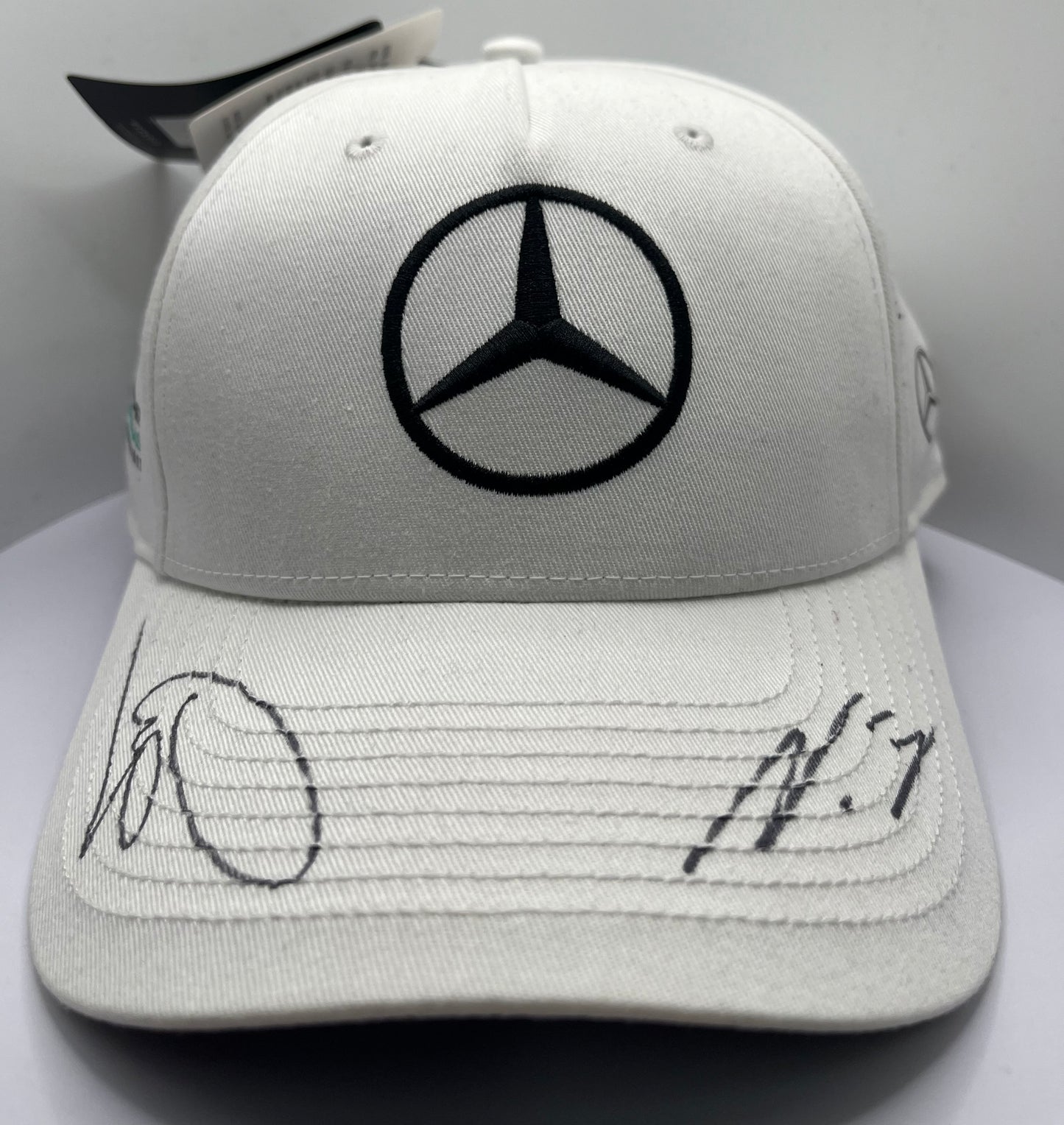 Lewis Hamilton & Valtteri Bottas Signed Mercedes AMG Petronas White F1 Cap with COA