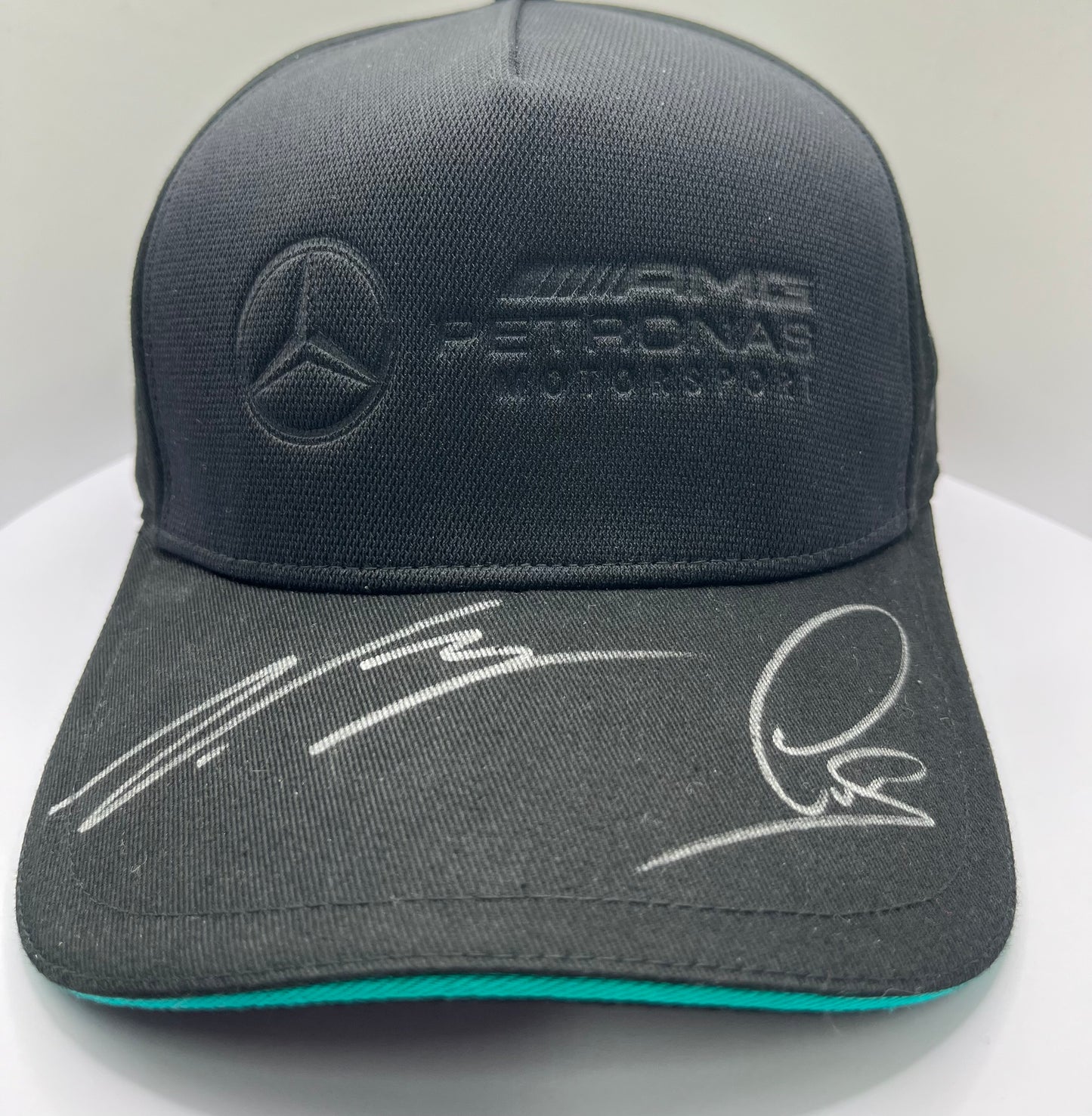 Lewis Hamilton & Valtteri Bottas Signed Mercedes AMG Petronas Black (Green Trim) F1 Cap with COA