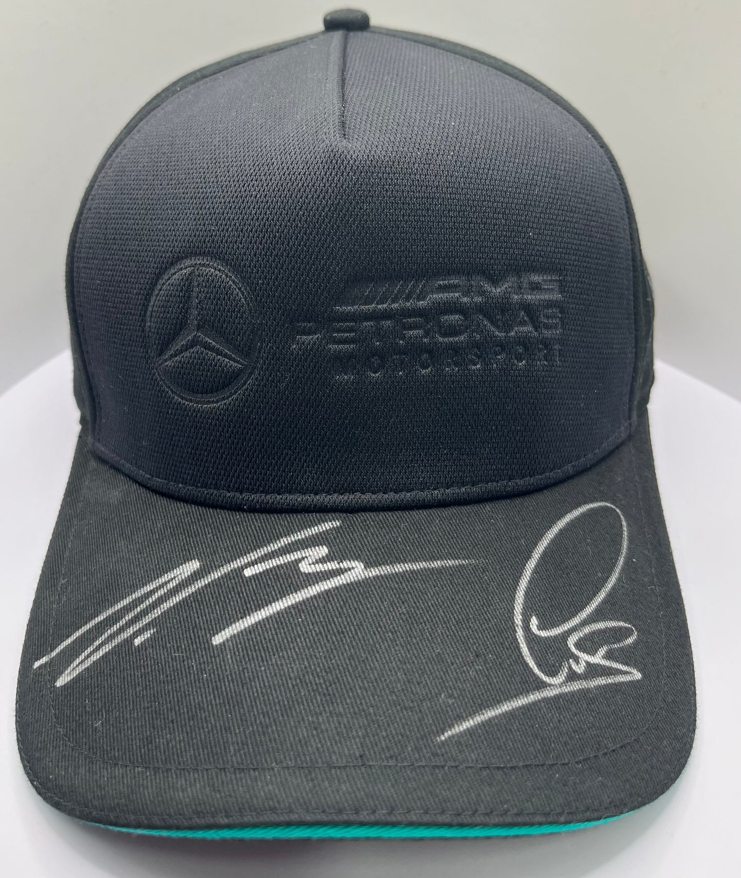 Lewis Hamilton & Valtteri Bottas Signed Mercedes AMG Petronas Black (Green Trim) F1 Cap with COA