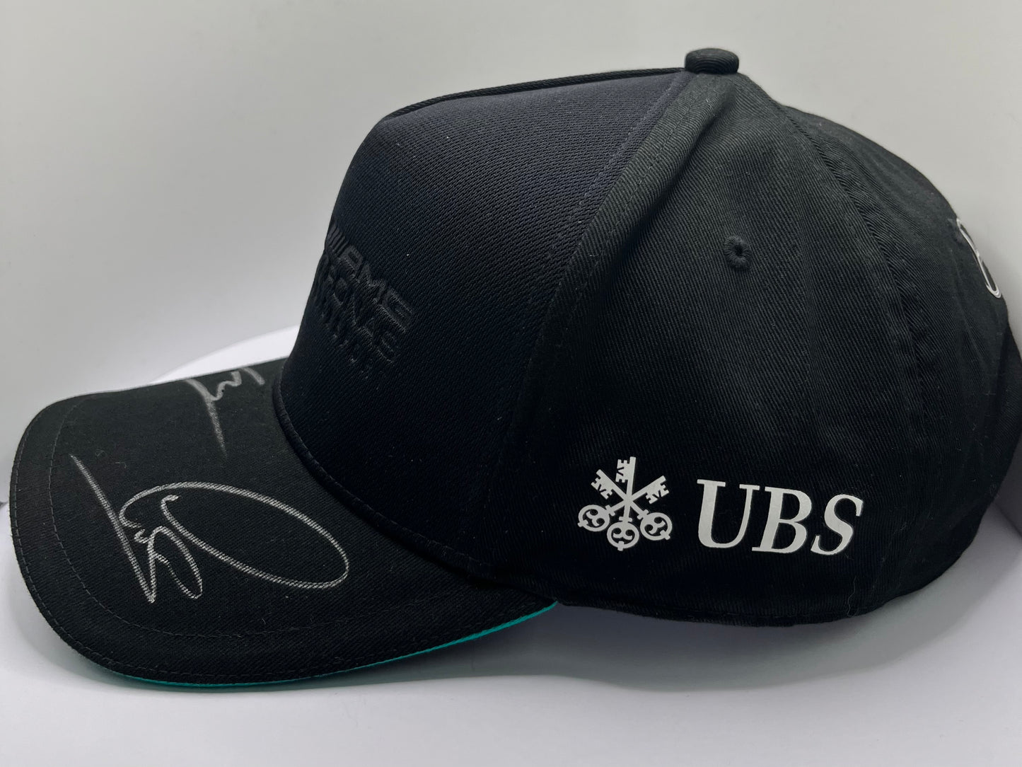 Lewis Hamilton & Valtteri Bottas Signed Mercedes AMG Petronas Black (Green Trim) F1 Cap with COA