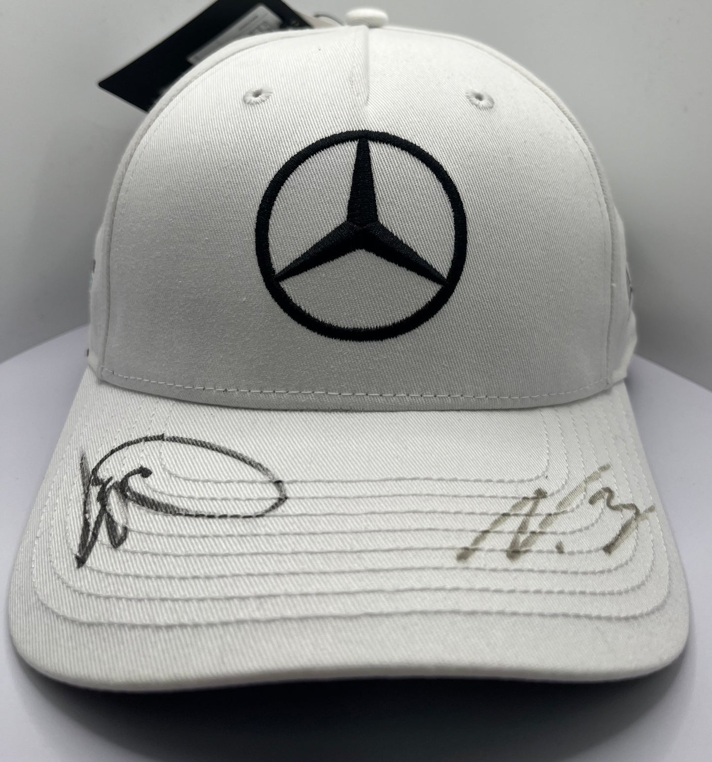 Lewis Hamilton & Valtteri Bottas Signed Mercedes AMG Petronas White F1 Cap with COA