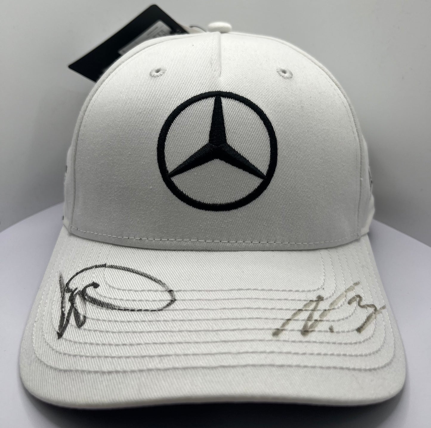 Lewis Hamilton & Valtteri Bottas Signed Mercedes AMG Petronas White F1 Cap with COA