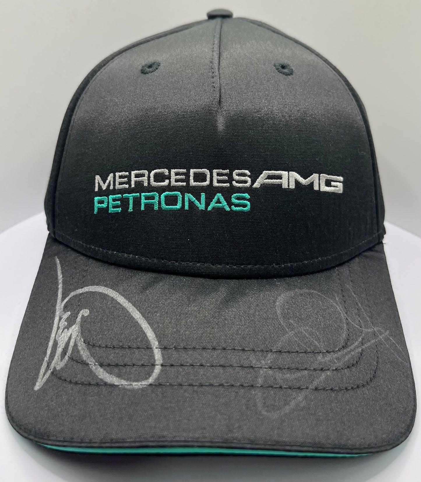 Lewis Hamilton & Nico Rosberg Signed Mercedes AMG Petronas Black (Green Trim) F1 Cap with COA