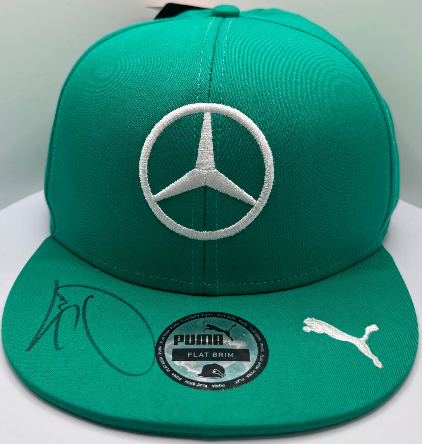 Lewis Hamilton Signed Mercedes AMG Petronas Green Flat-Brim F1 Cap with COA