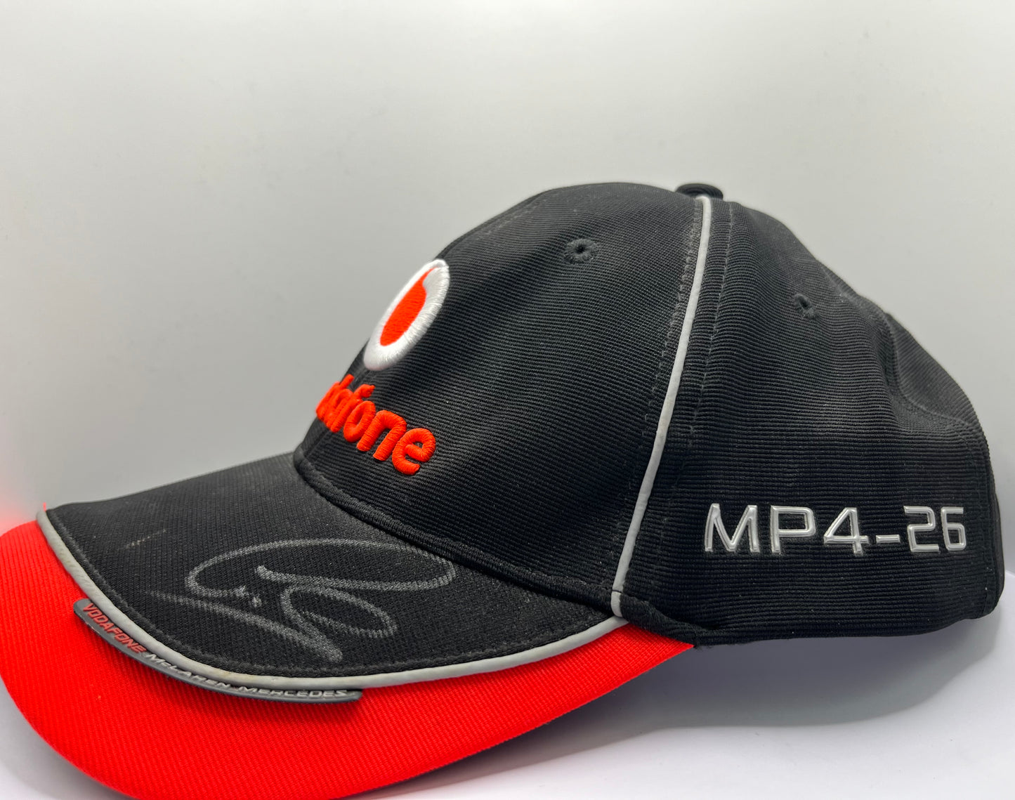 Lewis Hamilton & Jenson Button Signed Vodafone McLaren Mercedes Black & Red F1 Cap with COA
