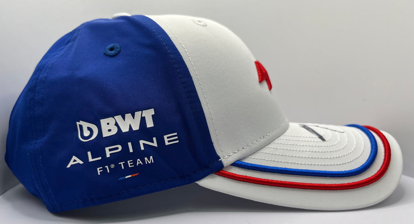 Pierre Gasly & Esteban Ocon - 2023 Season Formula One Alpine Drivers Signed White, Red & Blue F1 Cap with COA